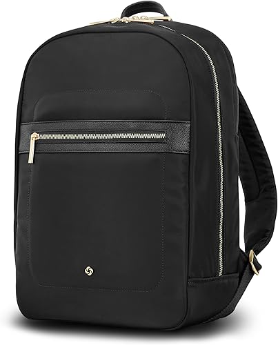 Samsonite Mobile Solutions 2 Essential Backpack - Work & Commuter Backpack with Padded Laptop Compartment, Front Zip Pocket with Key Leash, Water Bottle Sleeve, StackIt™ Strap - Black