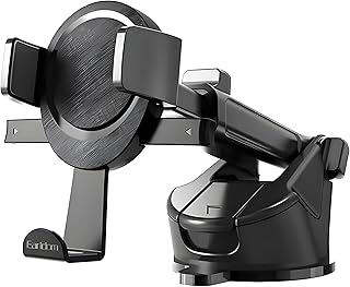 حامل هاتف فاخر للسيارة بقاعدة شفط لاصقة من Next Store، دوران 360 درجة، ذراع تلسكوبي قابل للتمديد، تثبيت قوي متوافق مع هواتف iPhone/Android، حامل جوال للزجاج الأمامي/لوحة القيادة، أسود.