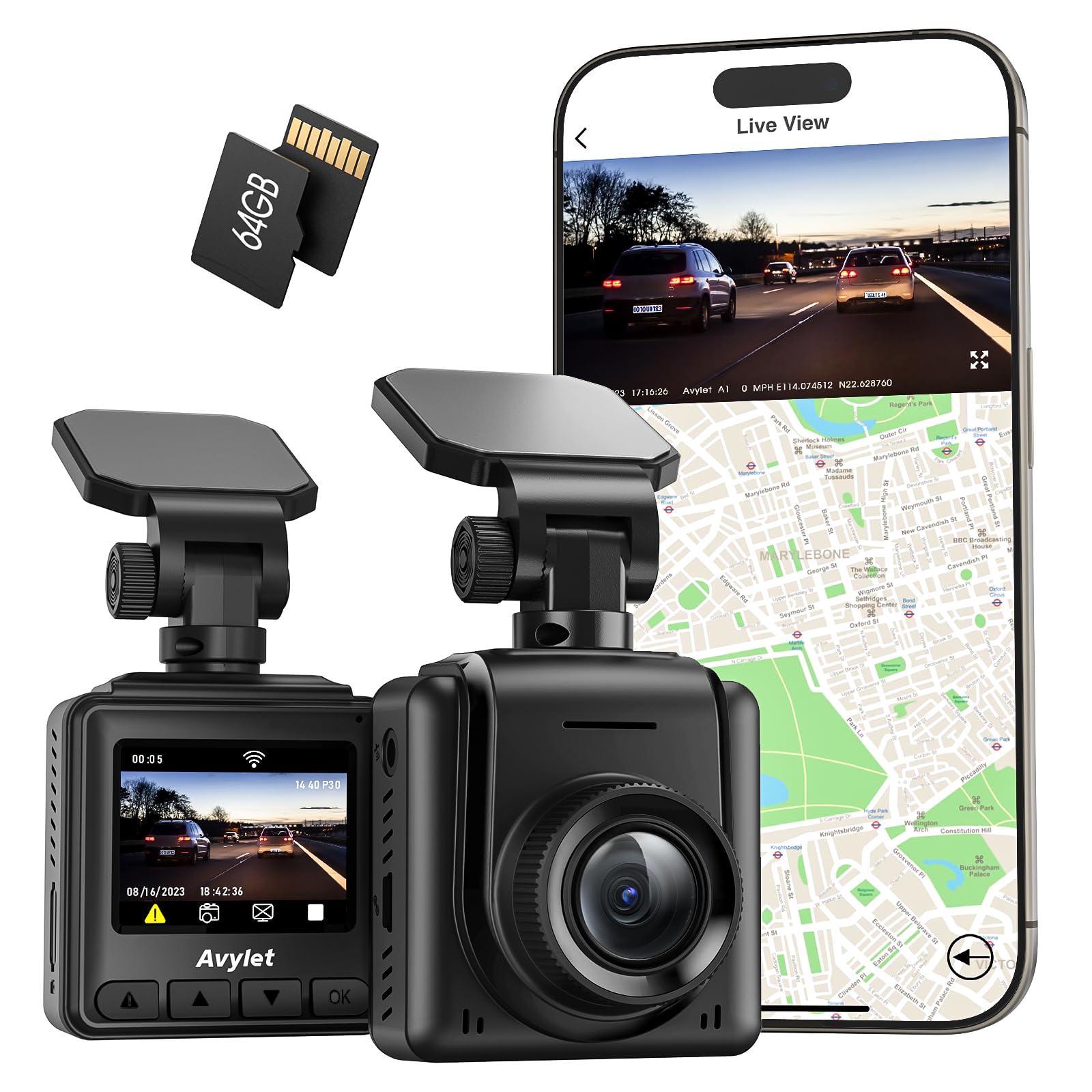 Dashcam Auto Vorne Und Hinten Dasch Cam 4K Mit GPS 5Ghz WiFi Dash Cam