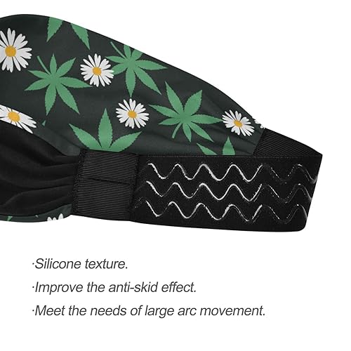 Miniatura 3 de OTVEE Diademas de hojas de cannabis y margaritas para mujer, bandas elásticas para el cabello para yoga, correr, deportes, antideslizantes, para
