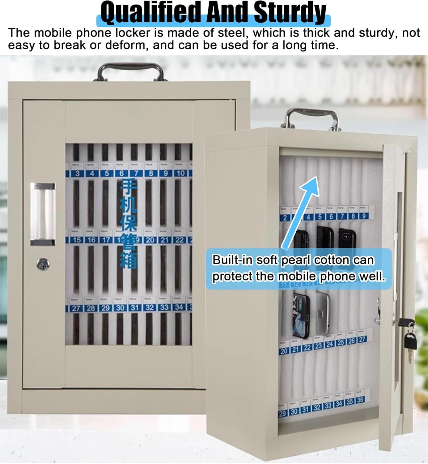 Portable Cell Phone Locker - 24 Slot Stainless Steel Organizer Box with Safety Lock, Smartphone Stand & Secure Mobile Phone Storage for Troops & Jail Use