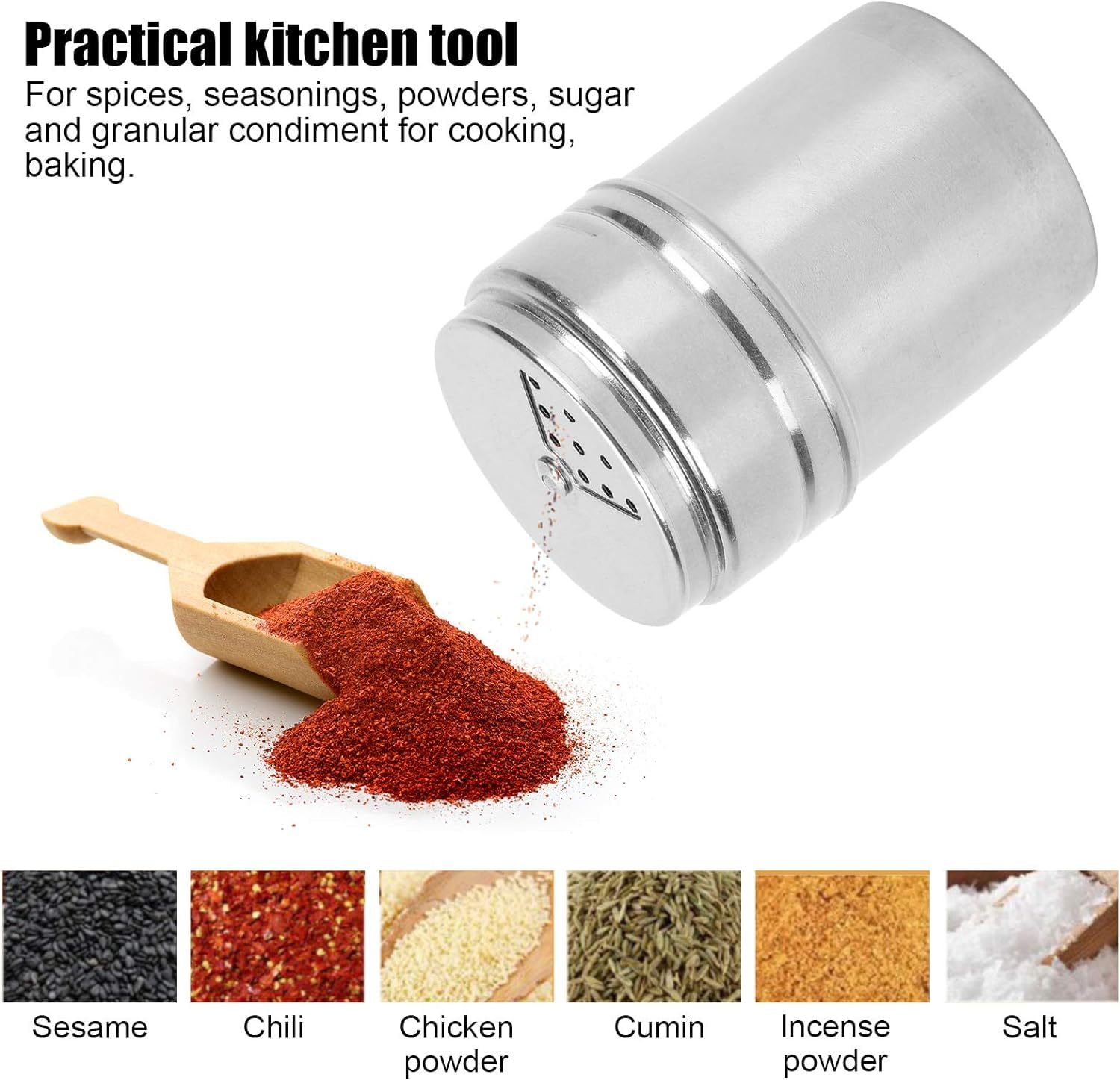 Olla for condimentos, 10 unidades de coctelera for condimentos, azucarera, botella de condimento de acero inoxidable, salero, pimentero, latas de condimento con tapa giratoria