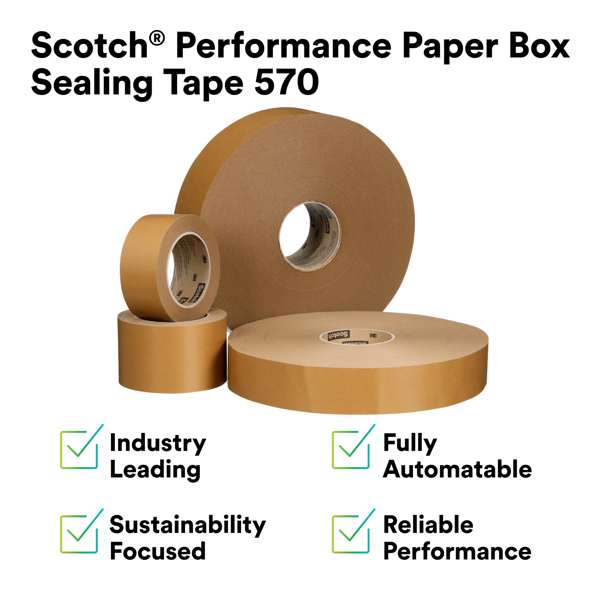 3M Scotch Performance Paper Box Nastro sigillante 570, marrone, 72 mm x 500 m, 1 rotolo, compatibile con il riciclaggio, ideale per imballaggio, spedizione e trasloco