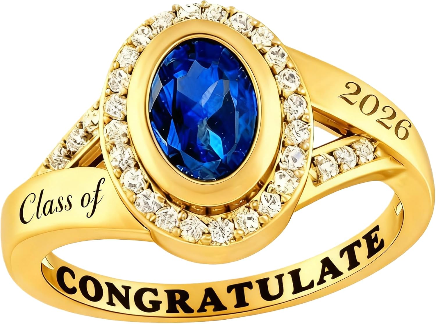 Class Ring for Women High School, 925 Sterling Silver Fully Personalized Graduation Rings, College Senior High School Ring for Women 2026, Birthstone Women's Class Rings Customizable