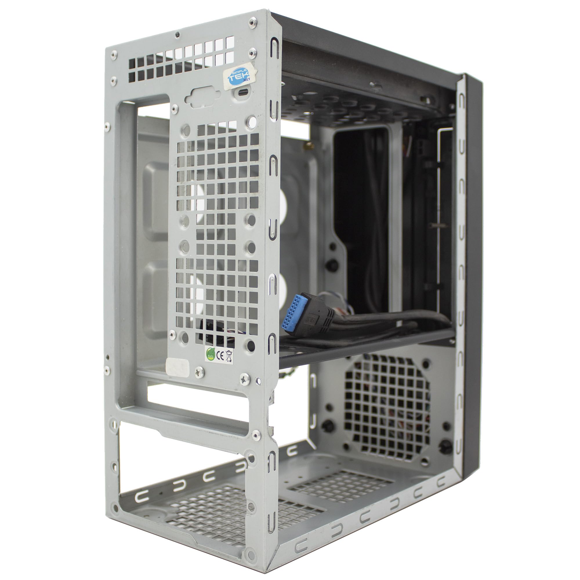SIMPLETEK - Case PC BT-02B-U3 Mini Tower SFF SFX ITX | 2x USB 3.0 + Audio Frontali | Slot Ventole 80mm + 2x 60mm + 3,5" + 5,25" + 2,5" + PCI | Alimentatore PSU 350W Incluso (Ricondizionato)