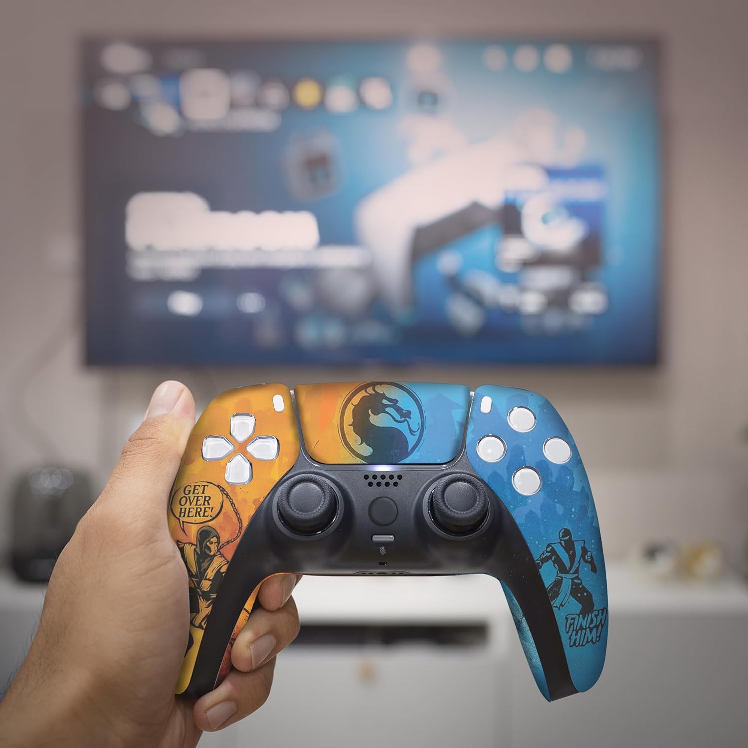 Morrtal Kommbat Custom PS-5 Controller Wireless compatible with Play-Station 5 Console by BCB Controllers | Proudly Customized in USA with Permanent HYDRO-DIP Printing (NOT JUST A SKIN)