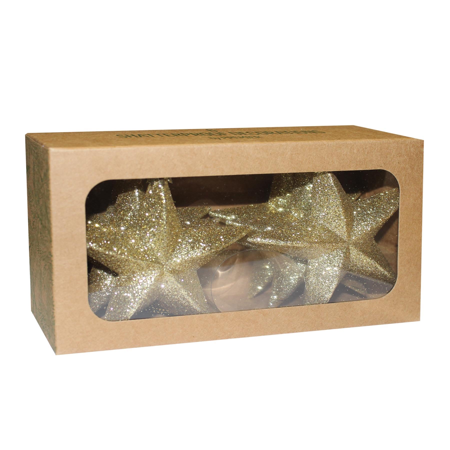 Shatterproof Christmas Stars 6 Pack 100mm Premier Christmas Tree Decoration, glitter Star Baubles (Gold 5993) - Image 3