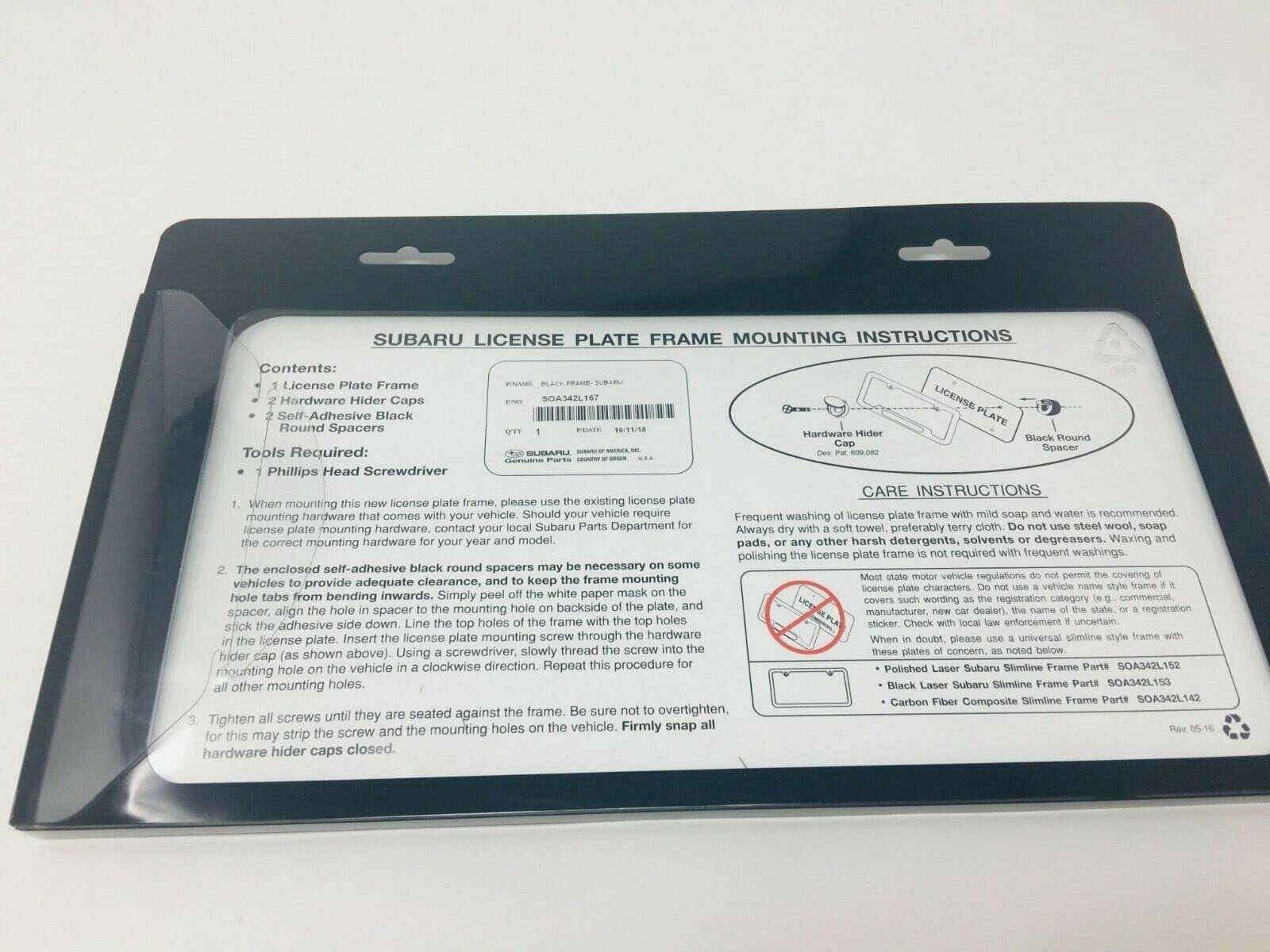 SUBARU  フォトフレーム Amazon.com: Subaru Logo License Plate Frame SOA342L167 Matte
