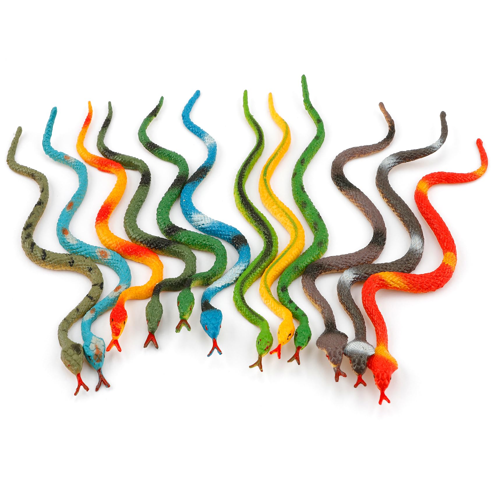 Buy 12 Pieces Fake Snakes Plastic Snakes Rain Forest Rubber Snakes