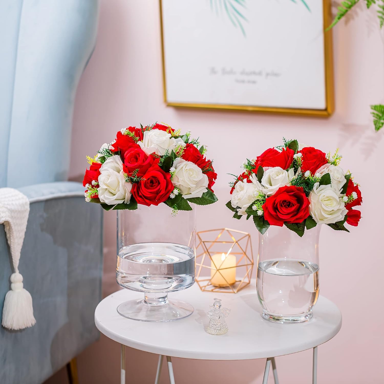 Sziqiqi Pack of 2 Fake Flowers, Silk Rose Flowers, Suit for Wedding/Party Centerpiece Road Lead Flower Rack Decorations, 2 Pieces - Image 2