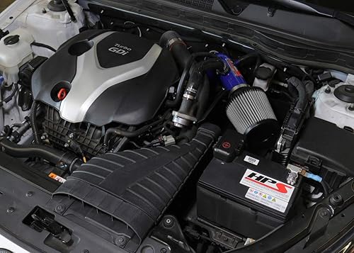 Miniatura 2 de Kit de admisión de aire Shortram azul + escudo térmico Cool Ram compatible con Kia Optima 2.0L Turbo 2011-2014 Hyundai Sonata 2.0L Turbo 2011-2014,