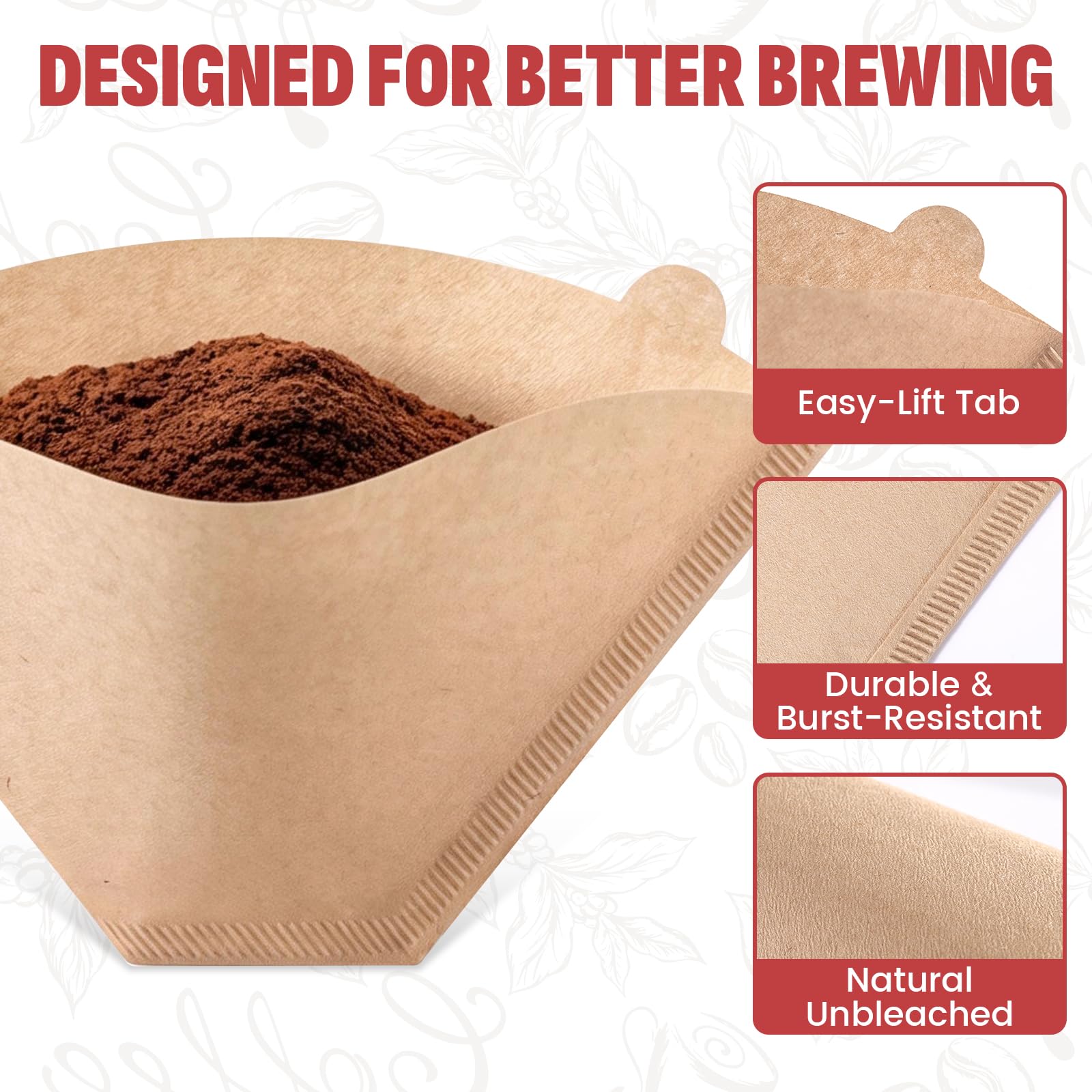 200 Stück #4 Kegel-Kaffeefilter, Einwegfilter, ungebleichte natürliche Papierfilter für 8–12 Tassen, Drip & Pour Over Kaffeemaschinen, kompatibel mit Ninja & Cuisinart Kaffeemaschinen