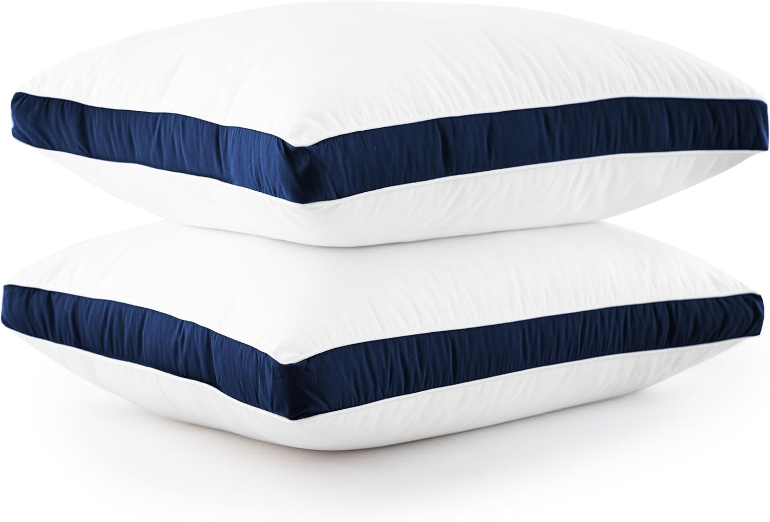 LUX Décor Gusseted Style Soft Hotel Pillows Set of 2 – for Side, Stomach & Back Sleepers - Down Alternative Hotel Bed Pillows – 100% Microfiber Cover, Virgin PSF Fill – Navy, Queen 26x18