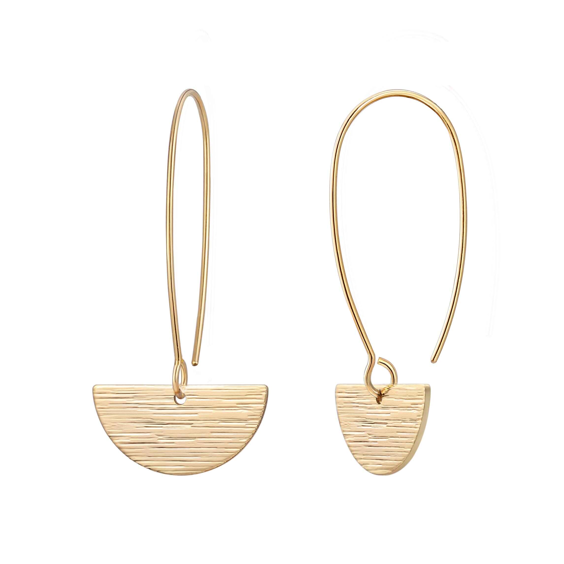 SOFYBJA Dainty 18K Gold Plated Disc Ball Triangle Sunburst Drop Earrings Long Dangle Lightweight Handmade Earrings Jewelry