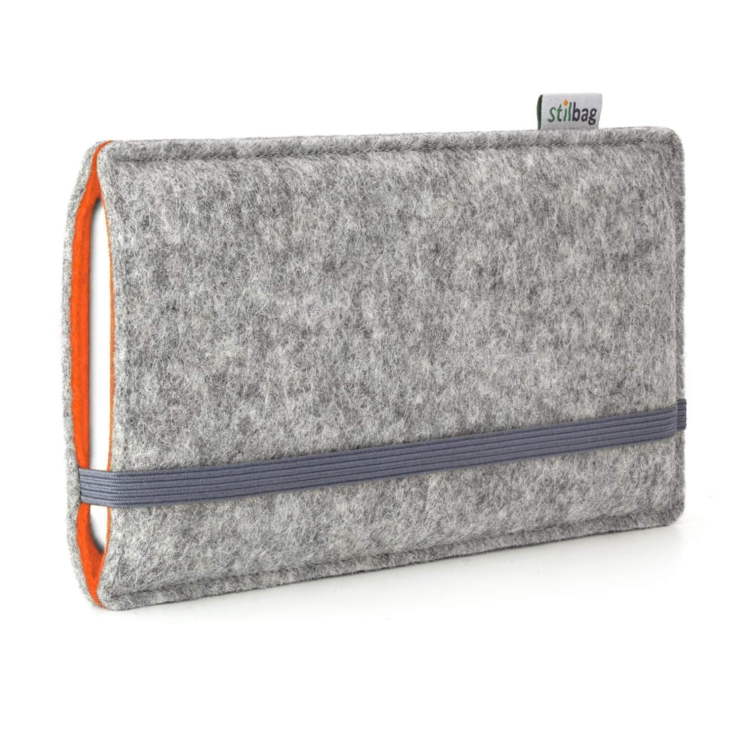 stilbag Felt Pouch 'FINN' for Apple iPhone 6S Plus – Colour: Light Grey/Orange