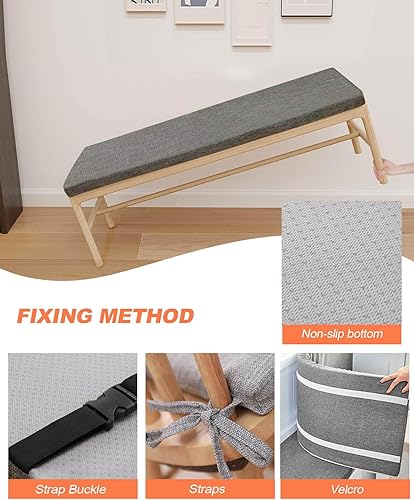 Miniatura 5 de GOUHOME Cojín de banco personalizado, cojines de asiento de ventana panorámica para interiores, cojines de espuma de alta resistencia 50D, 6 telas y