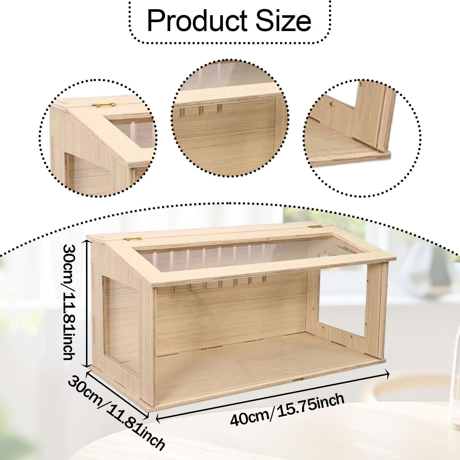 F Fityle Jaula para Hámster de, Caja de Cría de Pollos con Ventana, Escondite, Nido, Hábitat para Ratones Y, Caja Nido para Ratones, Ratones Y, Lados Transparentes de 40 cm