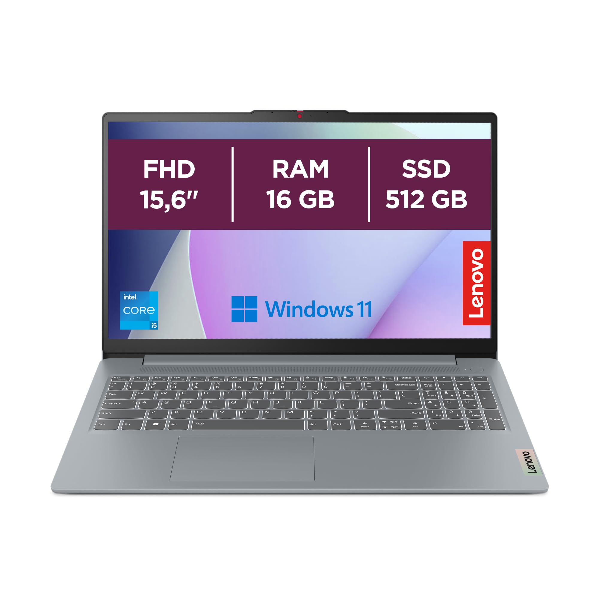 Lenovo IdeaPad Slim 3 Gen 8 – Ordenador Portátil 15.6" FHD Intel Core i5-13420H, 16 GB RAM, 512 GB SSD, Intel UHD Graphics, Wi-Fi 6, Win 11 Home, Office Trial Teclado QWERTY Español - Gris Ártico