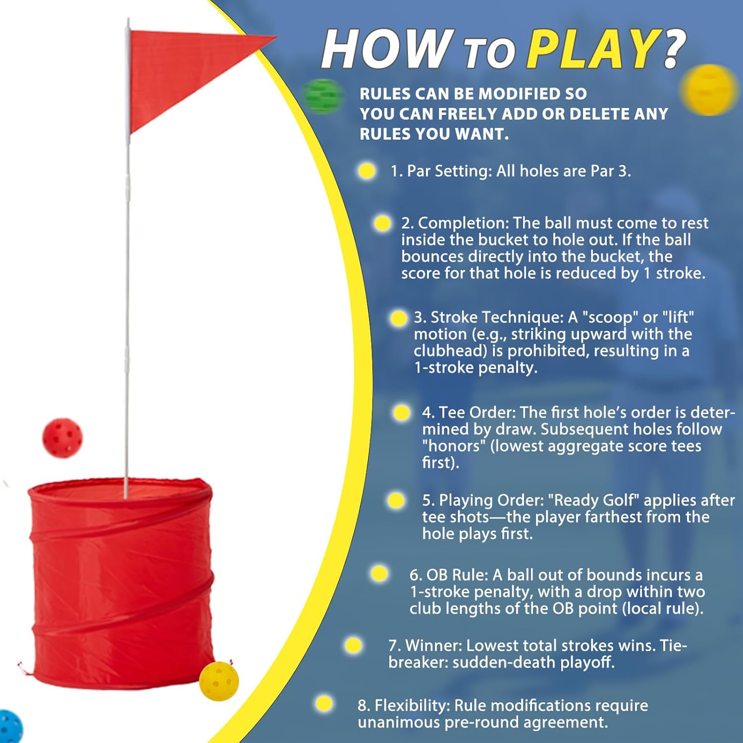 Bucket Yard Golf Game with Clubs 9 Hole Set Portable Low Tide Golf Game for Beach Backyard Lawn with 2 Golf Outdoor Indoor Golf Chipping Games for Adults Family Club Party (Red, 12 Bucket)