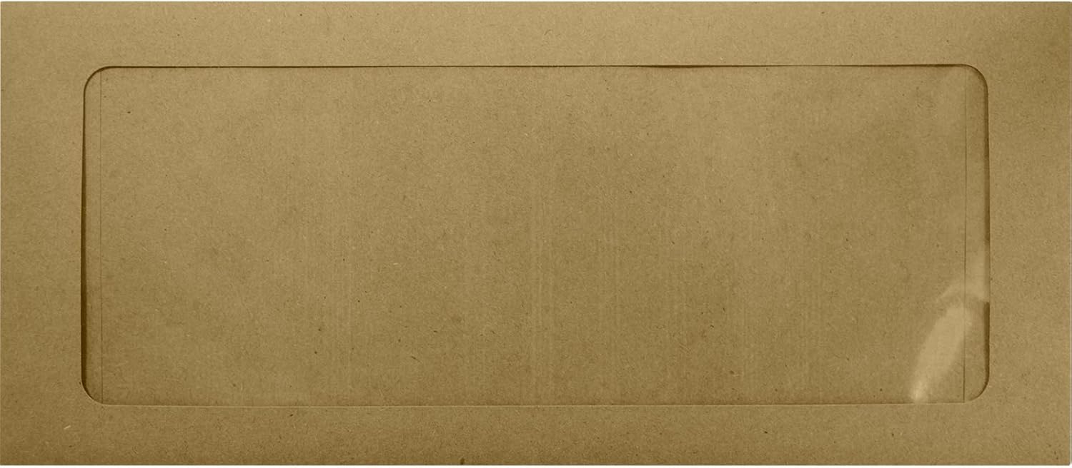 LUXPaper #10 Business Full Face Window Envelopes | Peel & Press | 4 1/8" x 9 1/2" | Grocery Bag Brown | 70lb. Text | 1,000 Qty