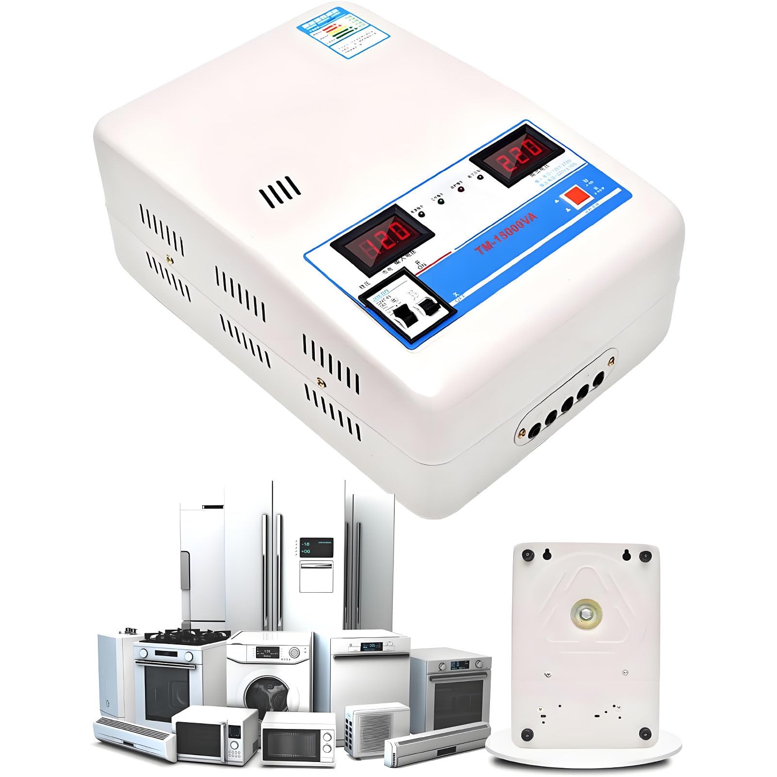 Estabilizador de Voltaje automático, estabilizador de CA monofásico, estabilizador de Voltaje doméstico de Alta Potencia, para refrigeradores y Aires acondicionados. 6800W