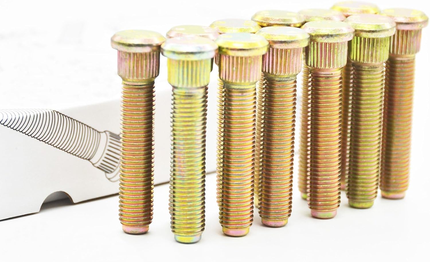 PROJECT INNOVATION 63mm Total Length Long Extended Wheel Studs Wheel Bolts Compatible with Toyoto Tacoma Pick up Trucks m12x1.5x63 Year 1995-2021 1 Set 12pcs, Gold