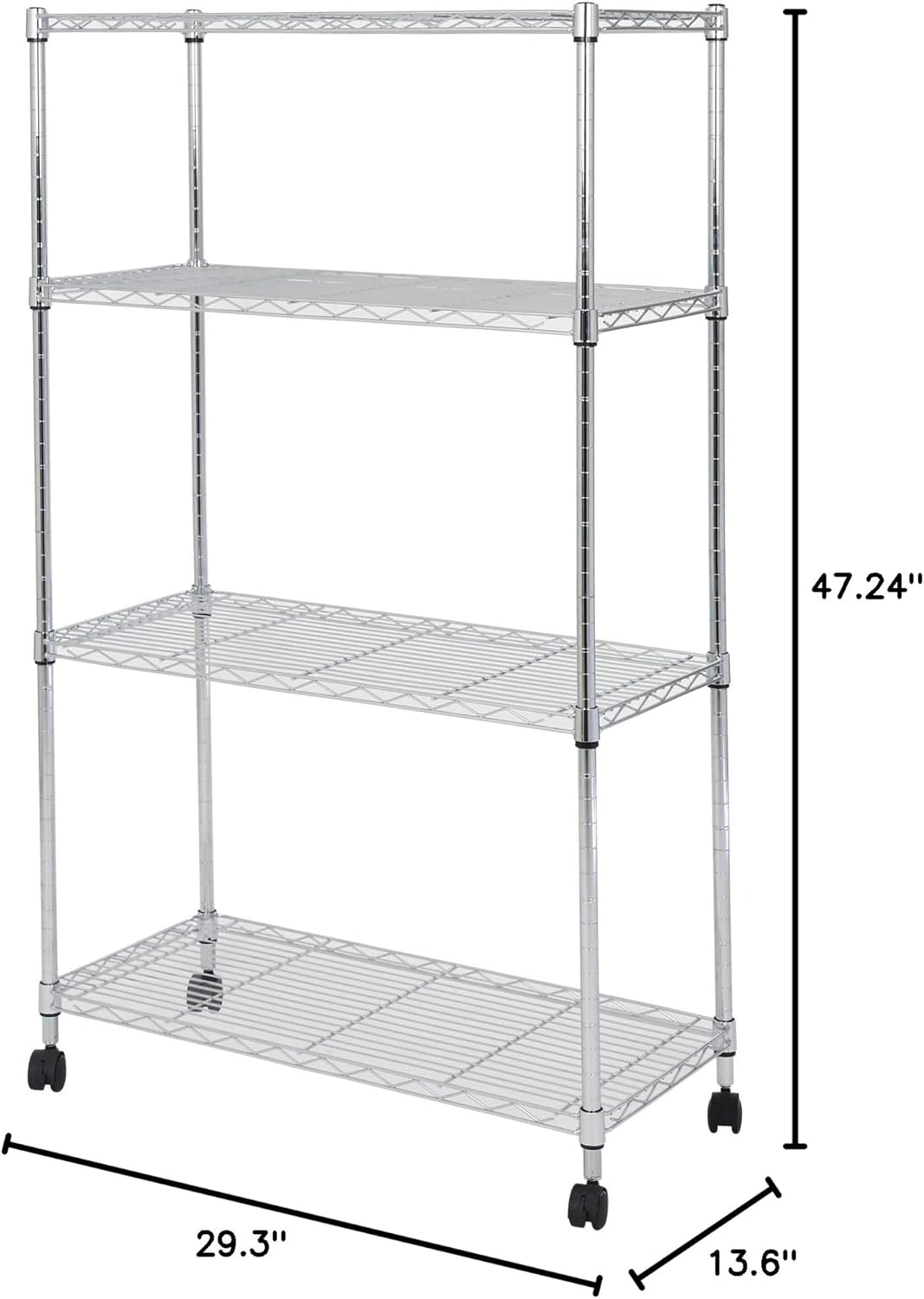 Doshisha EL19-12754 Steel Rack, Economy, Load Capacity 176.4 lbs (80 kg), Pole Diameter 0.7 inches (19 mm), 4 Tiers, Width 29.3 x Depth 13.6 inches (74.5 x 34.5 x 125 cm)