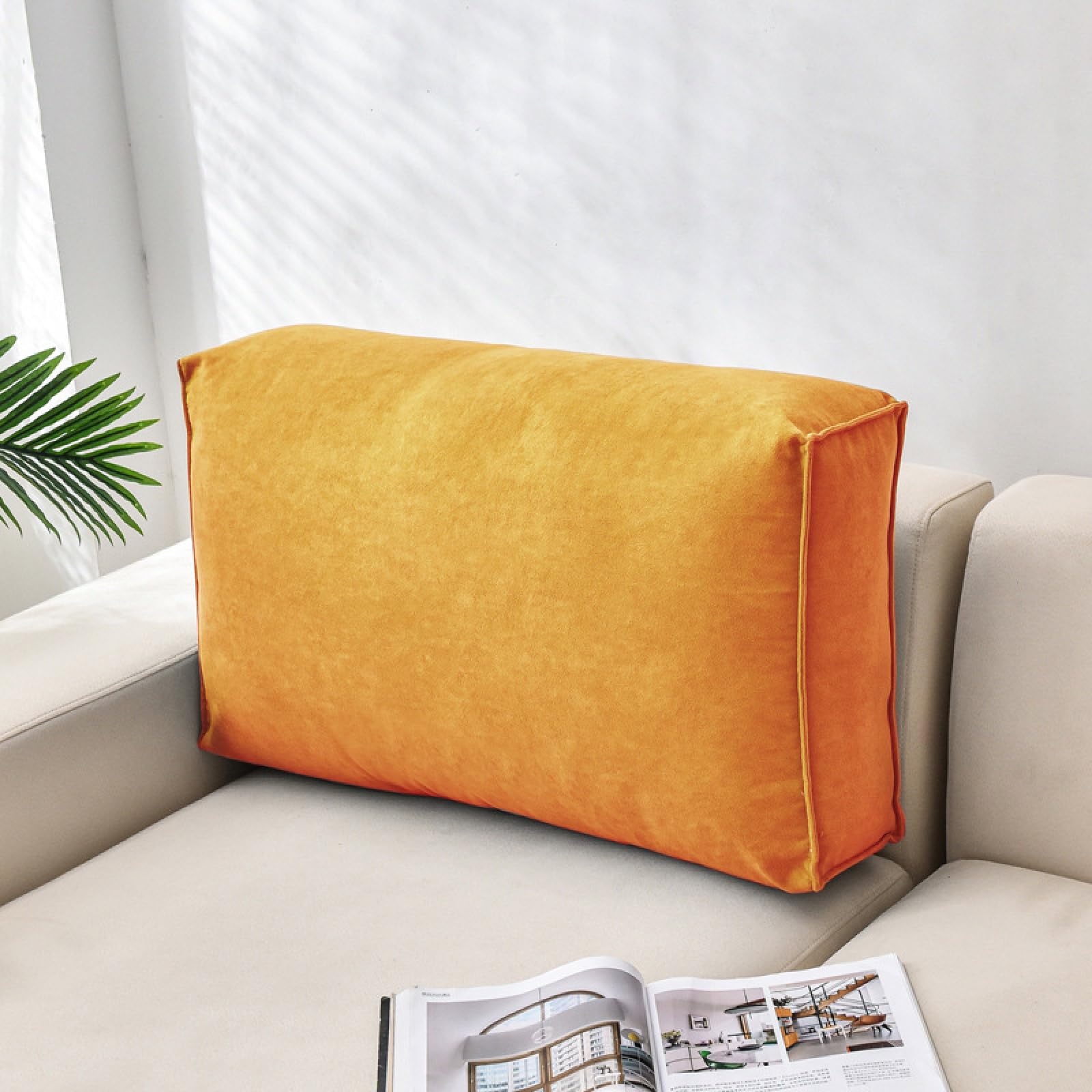BERULL Couch Pillows,Classic Large Sofa Back Waist Cushion, Comfort Reading Pillow Lumbar Support Pillow, for Sofa,Bedside,Bay Window,orange,28x18x5inches