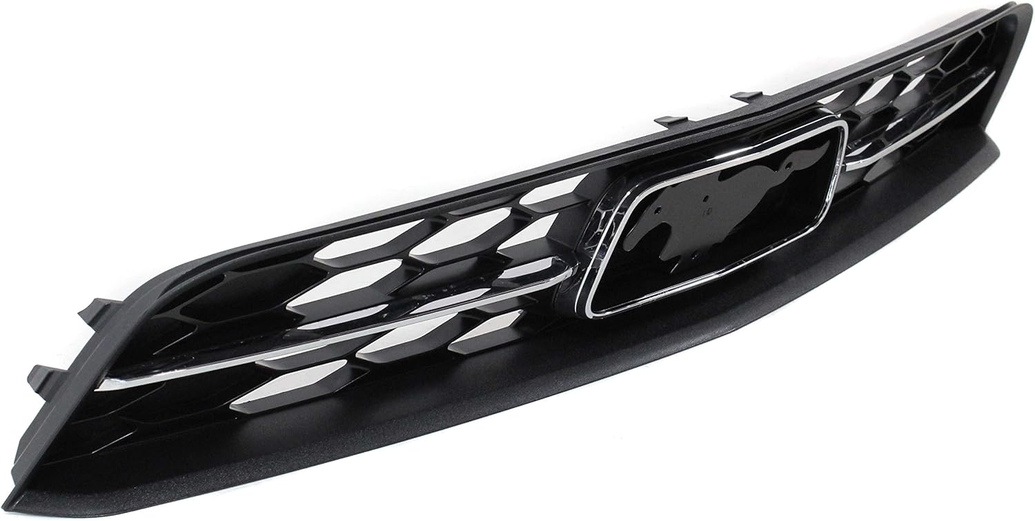 Evan-Fischer Grille Assembly Compatible with 2010-2012 Ford Mustang Chrome Shell/Painted Black Insert Base Model with Pony Pkg