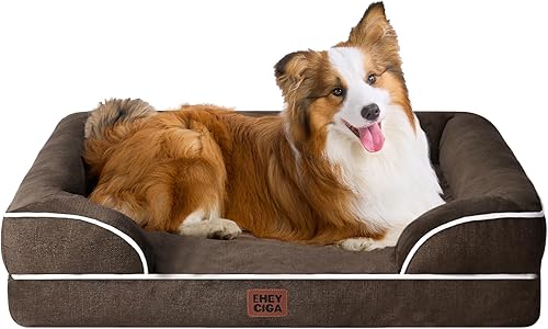 EHEYCIGA Camas ortopédicas para perros grandes, cama grande de espuma viscoelástica impermeable con lados, parte inferior antideslizante y espuma