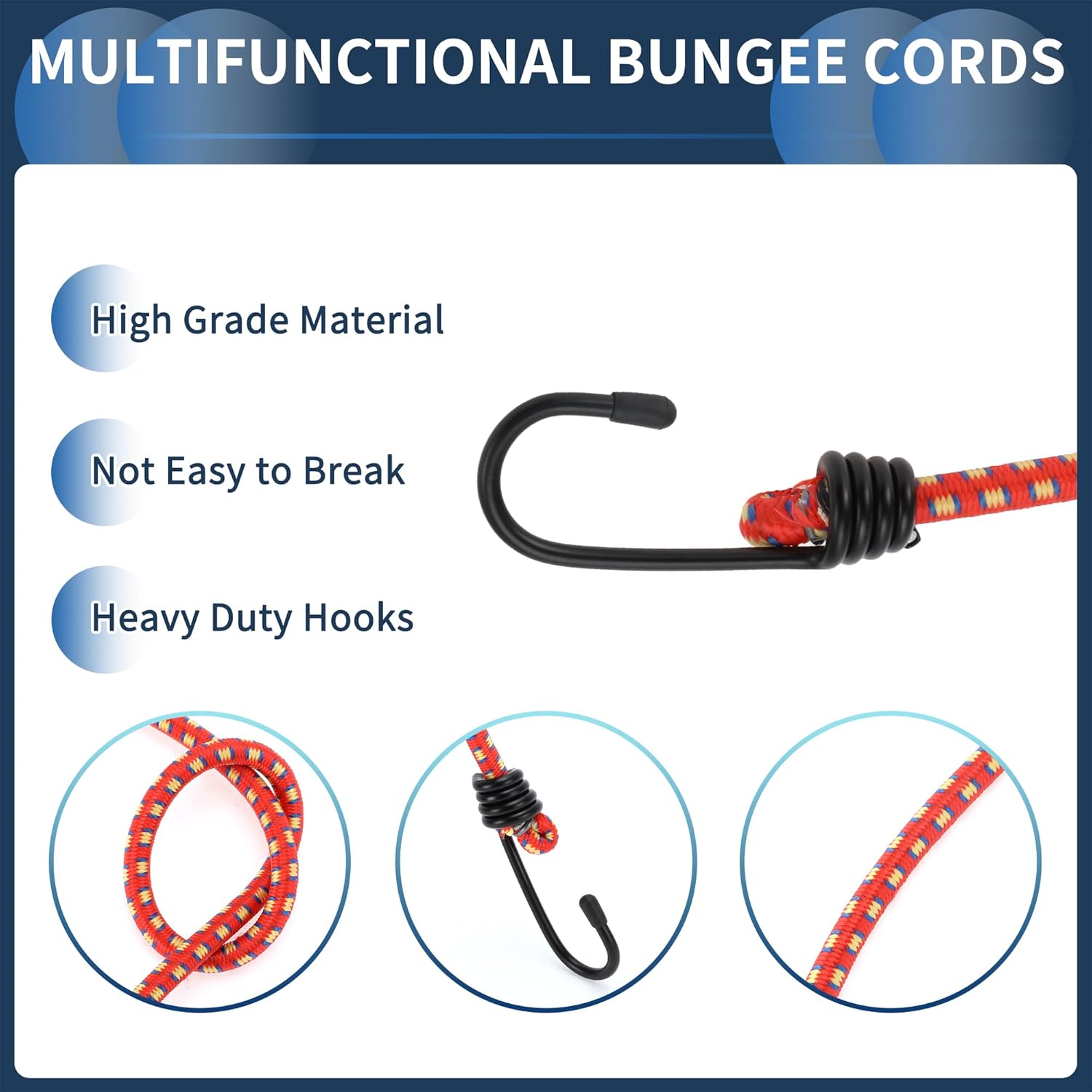 Luggage Cords with Hooks 80cm Motorcycle Trailer Trucks Cargo Adjustable Bungee Cords with Metal Buckle Red 2pcs