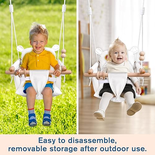 Miniatura 5 de Columpio para bebé exterior para interiores y exteriores, columpio de lona segura para colgar en el porche, silla columpio para árbol y patio