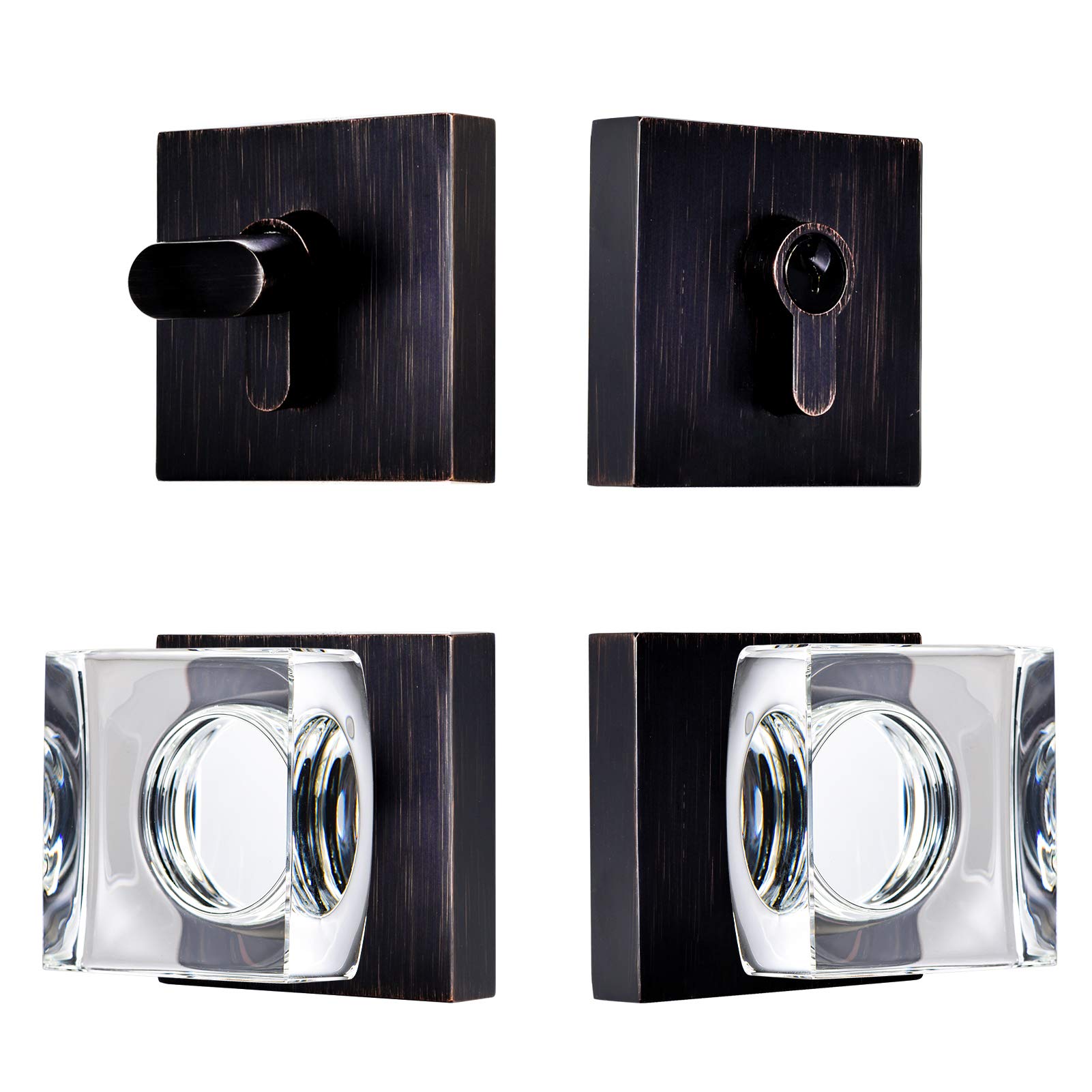 Brushed Gold Door Knobs - Crystal & Modern Design -14