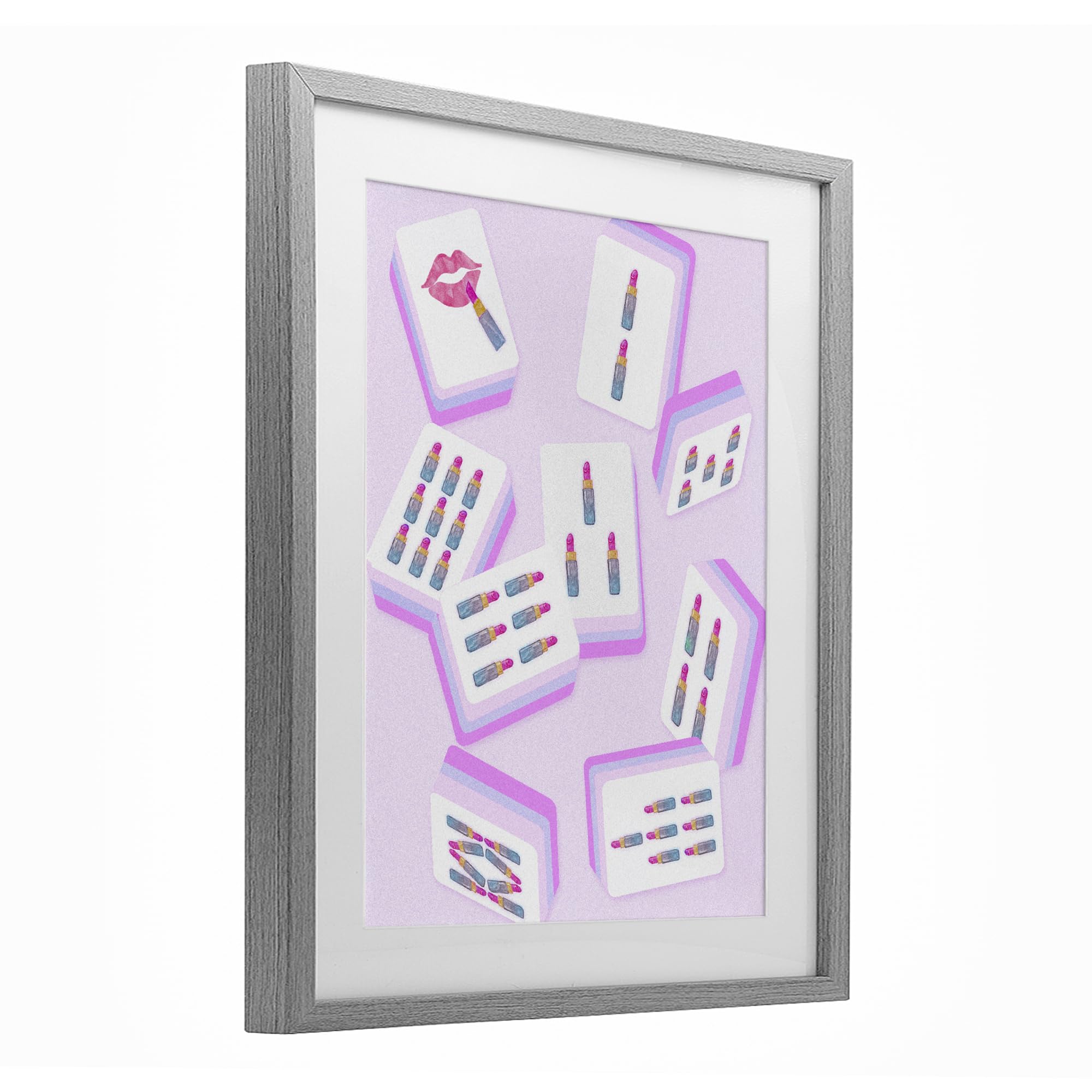 Glam Lipstick Mahjong Tiles, stampa con cornice sotto vetro, 33 x 40 cm