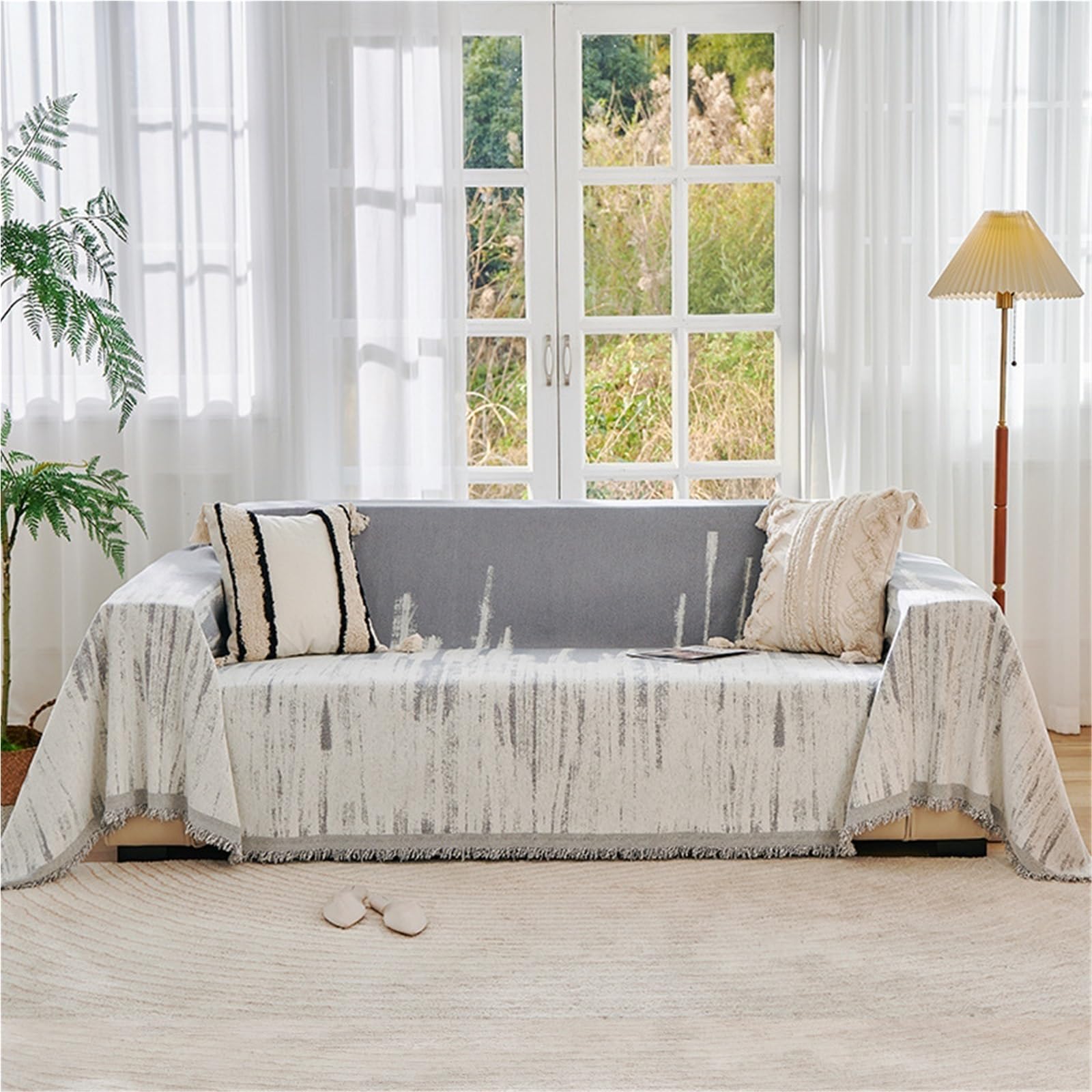 Copridivano lavabile grigio – Morbido copridivano per divano 180,3 x 299,7 cm – elegante e facile da pulire – perfetto per l'arredamento della casa e proprietari di animali domestici