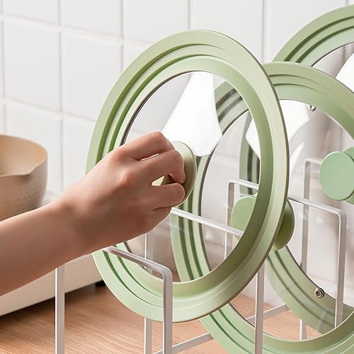 Miniatura 7 de J&C LIFE Tapa universal para ollas y sartenes se adapta a utensilios de cocina de 10, 11 y 12 pulgadas, tapa de vidrio templado con anillo de