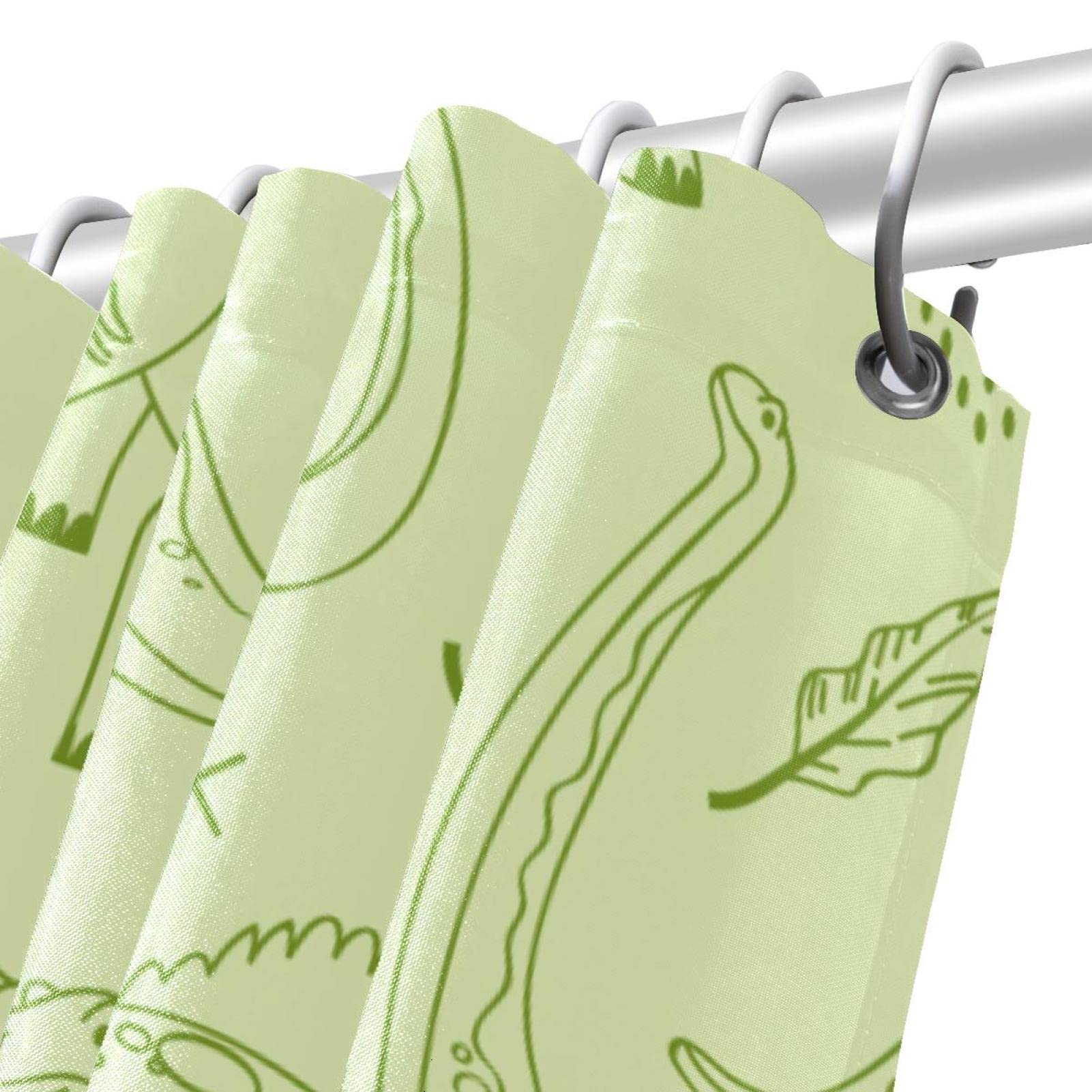 Tenda da doccia a tema dinosauri, vintage, nero, oro, marrone