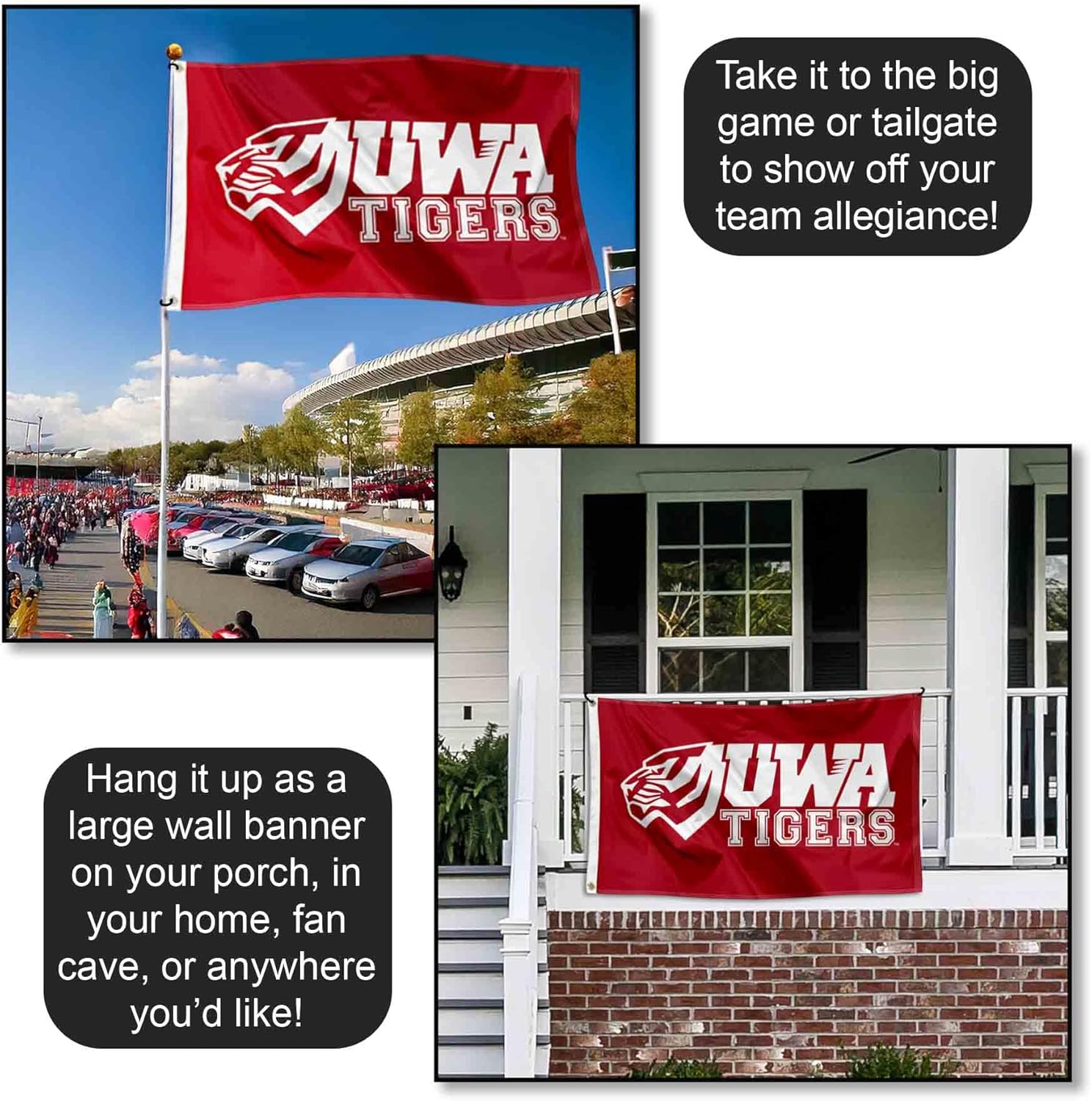 West Alabama Tigers UWA College Flag
