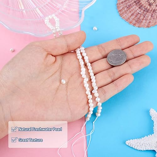 Miniatura 3 de Beadthoven - 90 mechones de perlas de agua dulce cultivadas naturales de 0.2 a 0.157 in, mini perlas irregulares, perlas para bricolaje, pulseras,