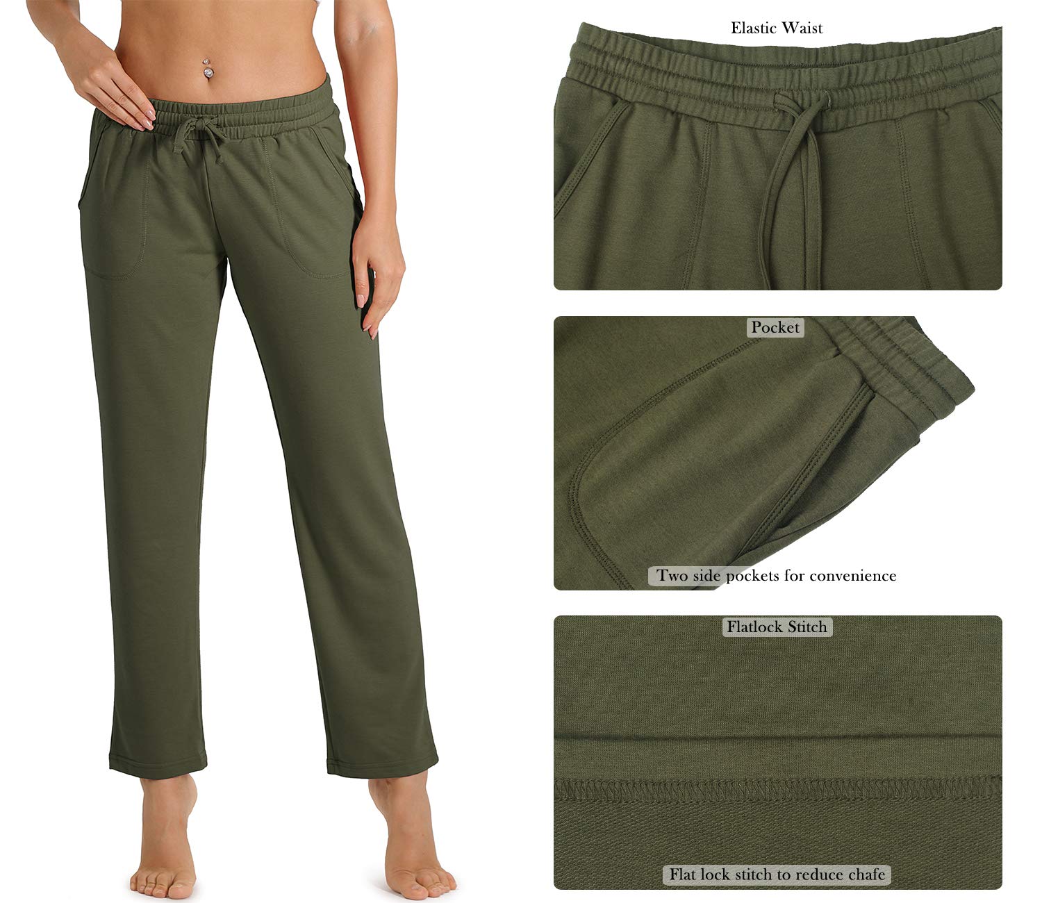icyzone Femme Pantalons de Jogging Décontracté Pantalon de Sport avec Poches, Longue Jogger Pants