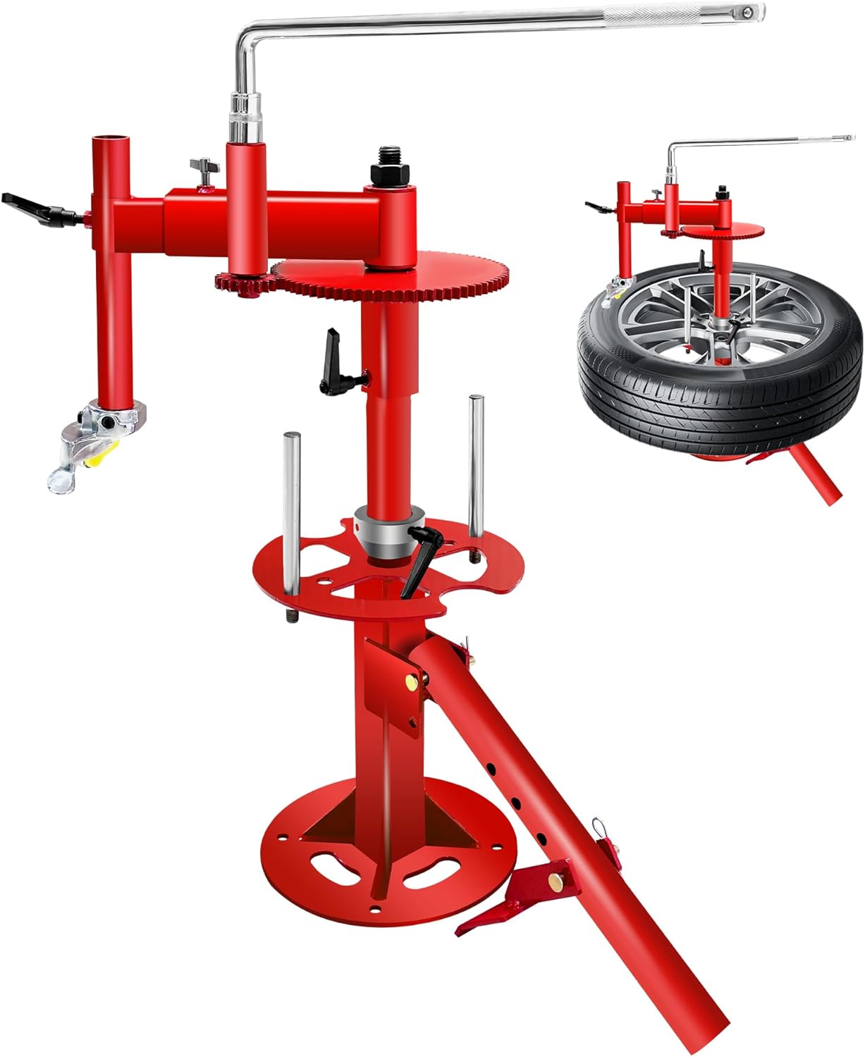 Portable Manual Tire Changer Machine with Gear Transmission System, Save Time and Effort, 16''-21'' Tire Change, Fit for Car, Truck, Trailer, Lawn Mower, ATV, UTV