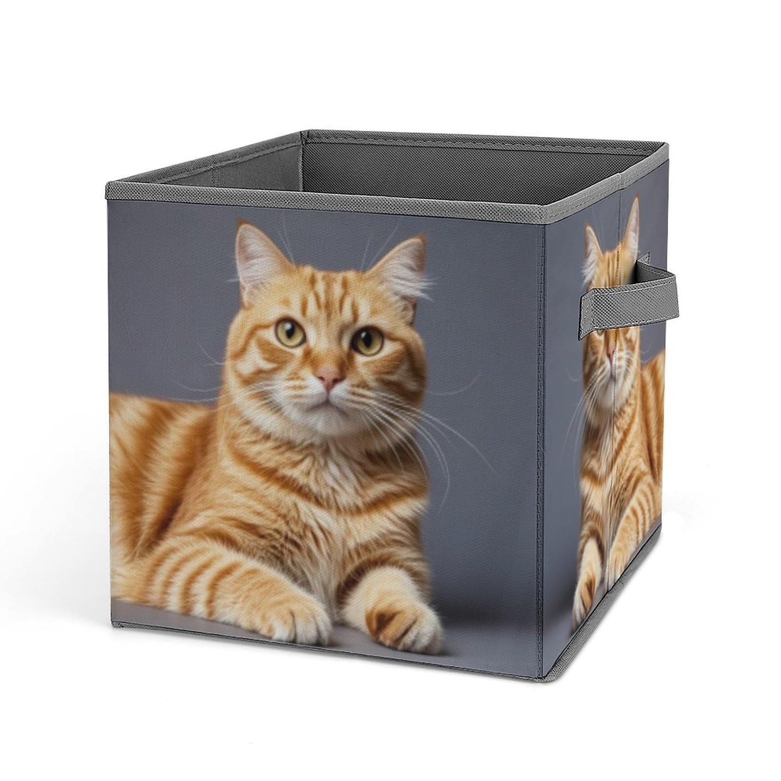 FekiLoot Cat Folding Storage Bins with Handles Large Fabric Storage Cube Storage Organizer Heavy Duty Closet Organizer Sturdy Collapsible Bin Foldable Baskets