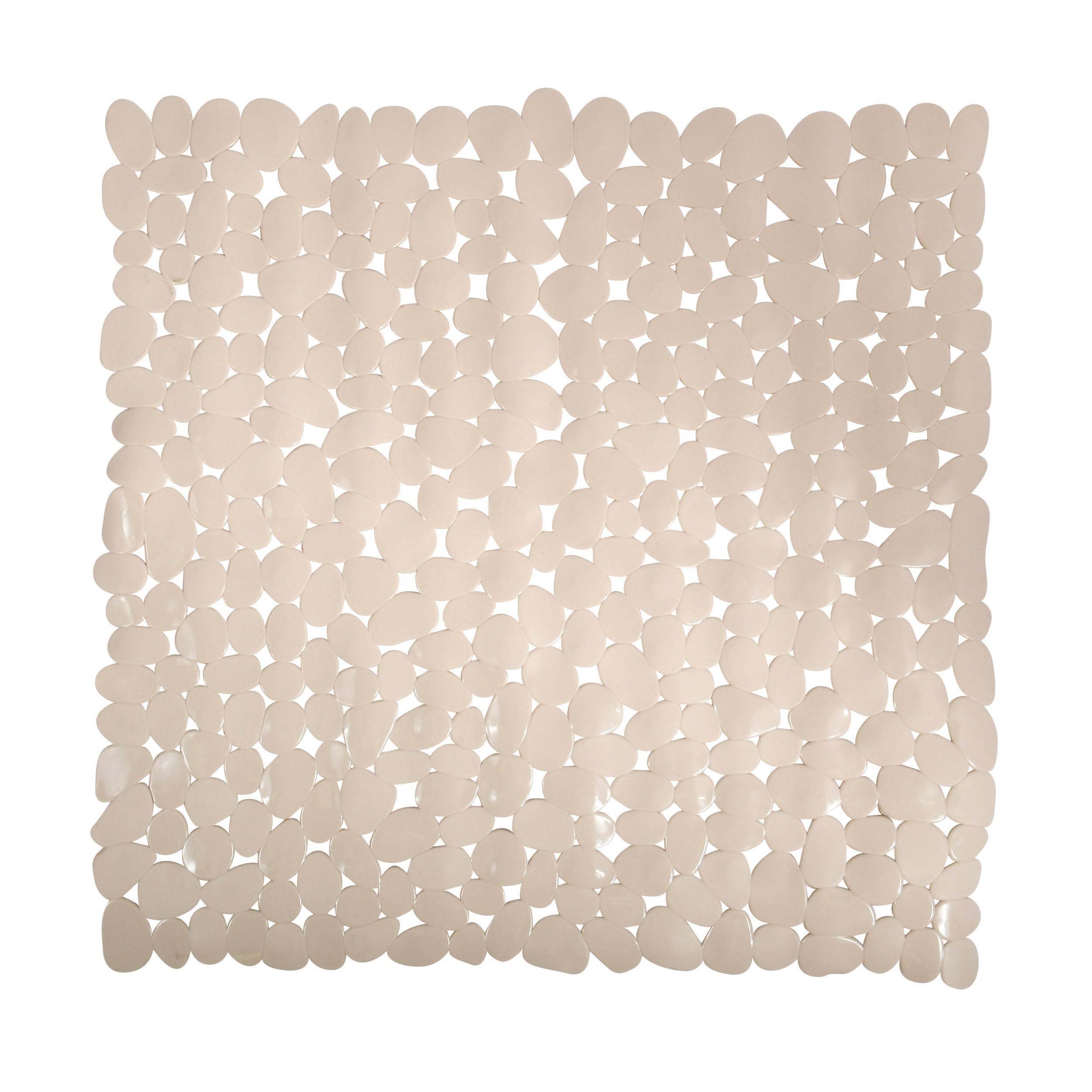 MSV - Alfombrilla de Ducha de PVC con guijarros - Antideslizante, sin ftalatos - 53 x 53 cm - Beige - Superficie de baño Segura y cómoda - Diseño Duradero