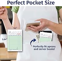 Vista 2 de [8000] Gorilla Supply Libro de Cheques para Huéspedes 3.4" x 5.04" Blocs de Notas de Servidor Libreta de Pedidos para Mesero y Mesera, Cheques