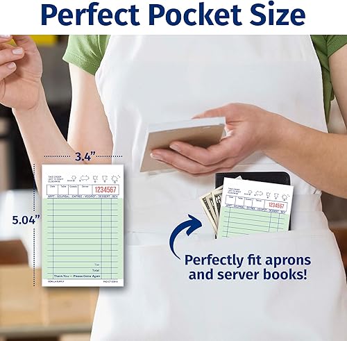 Miniatura 8 de 1000 Gorilla Supply - Libro de cheques de invitados de 3.4 x 5.04 pulgadas, bloc de notas para servidor para camarero y camarera, cheques perforados