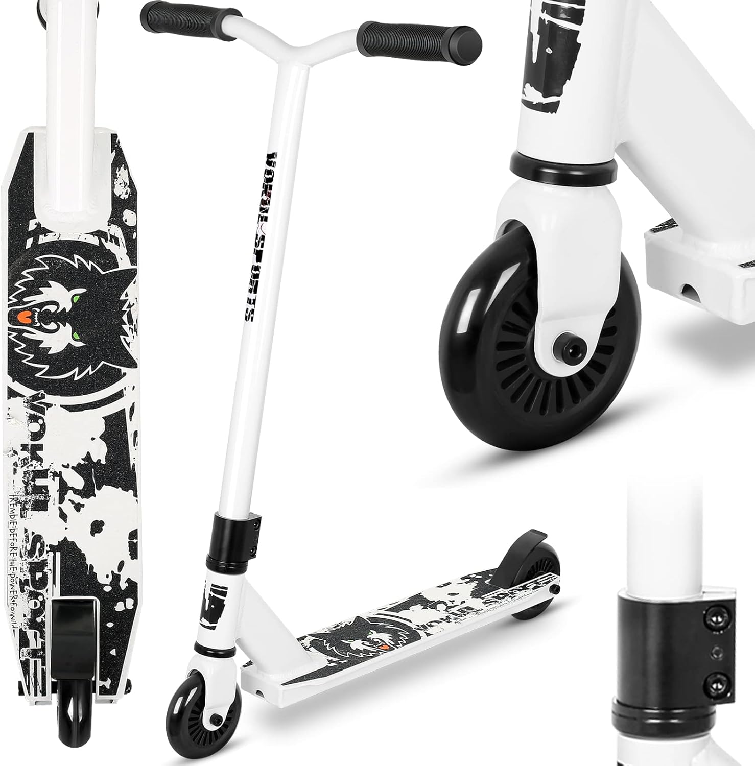 Pro Scooter - Trick Scooters | Entry Level Stunt Scooter for Kids Ages 6-12 Years and Up, Lightweight Complete BMX Freestyle Scooter for Beginners (2022 Black White)