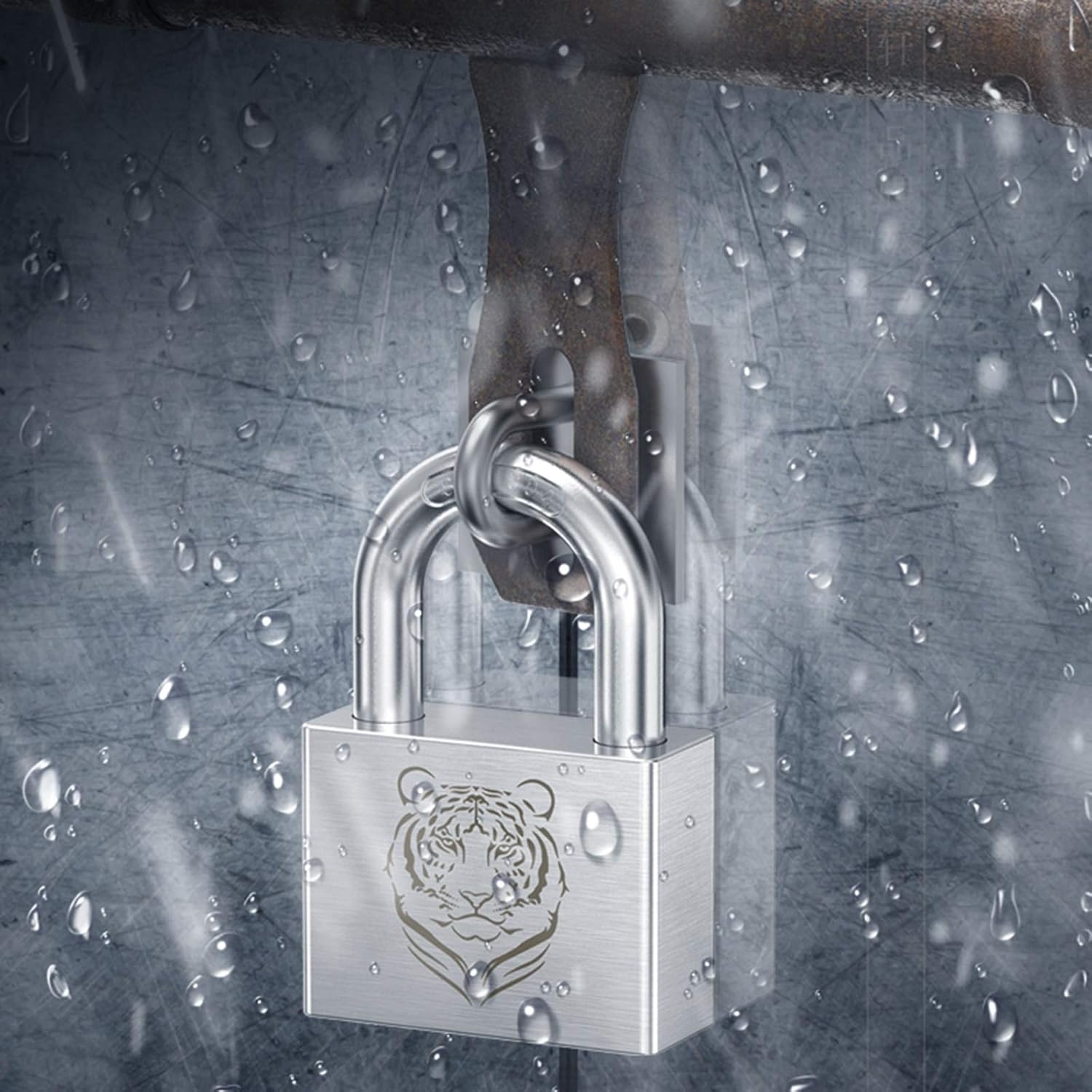 Keyed Padlocks Steel Key Padlock with 3 Keys, Tamper-Proof and Anti-Hydraulic Shears, Used for Warehouse Locks in Fenced Warehouses, with A Width of 50mm (2in)