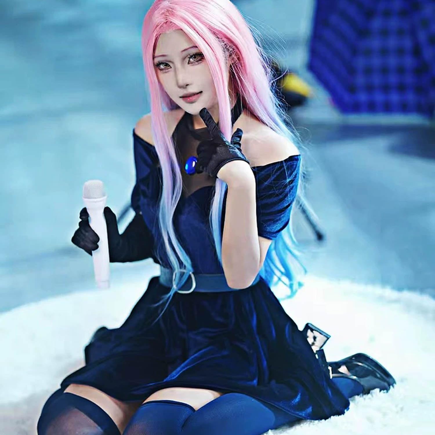 Anime Personaje Mizi Disfraz de cosplay Alien Stage Luka Juego de role Uniforme Conjunto Completo Halloween Fiesta Carnaval Traje de vestir con Peluca para Mujeres