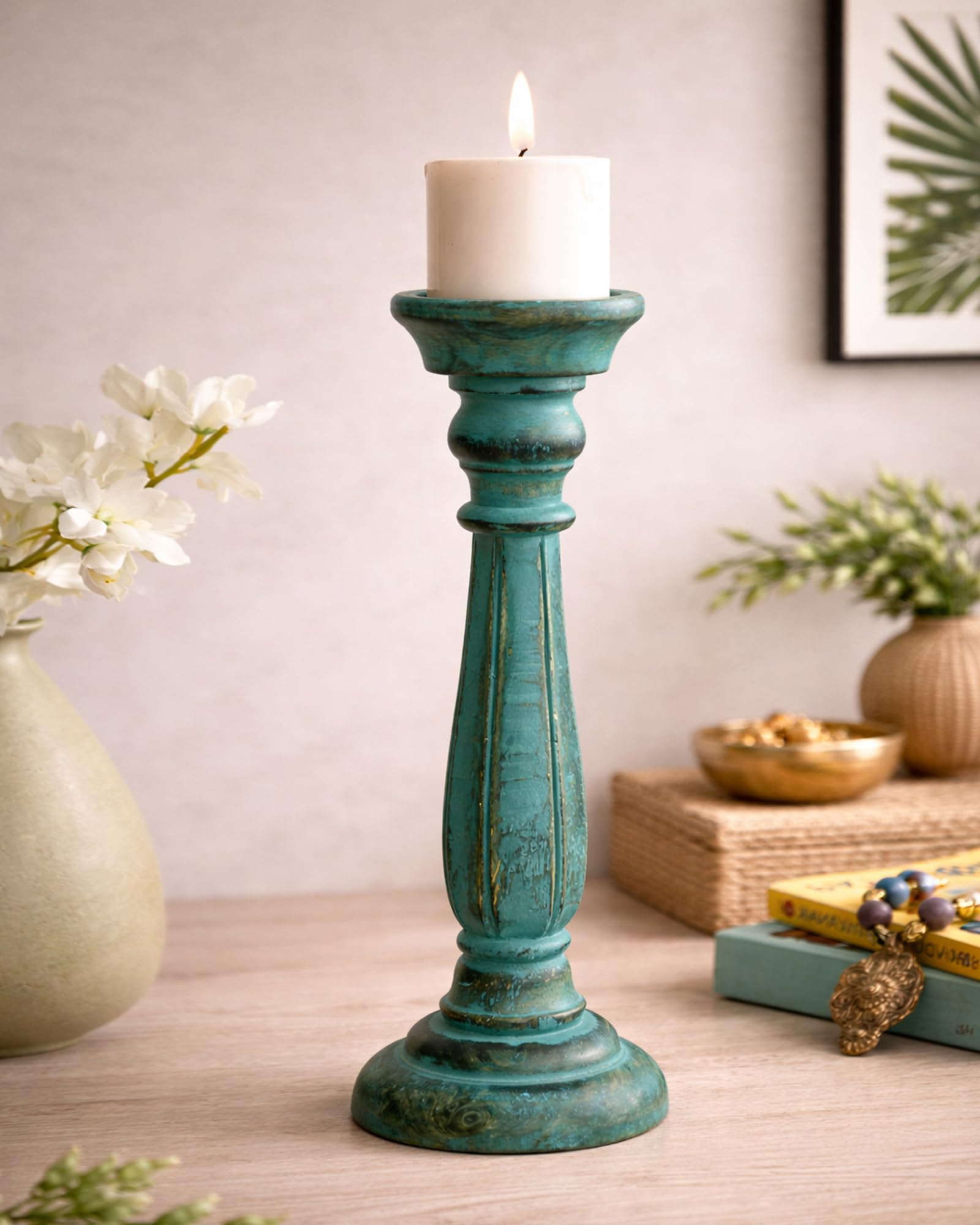 Homesake Wooden Candle Stand Set - Rustic Home Decor -14 Homesake Wooden Candle Stand Set - Rustic Home Decor -14