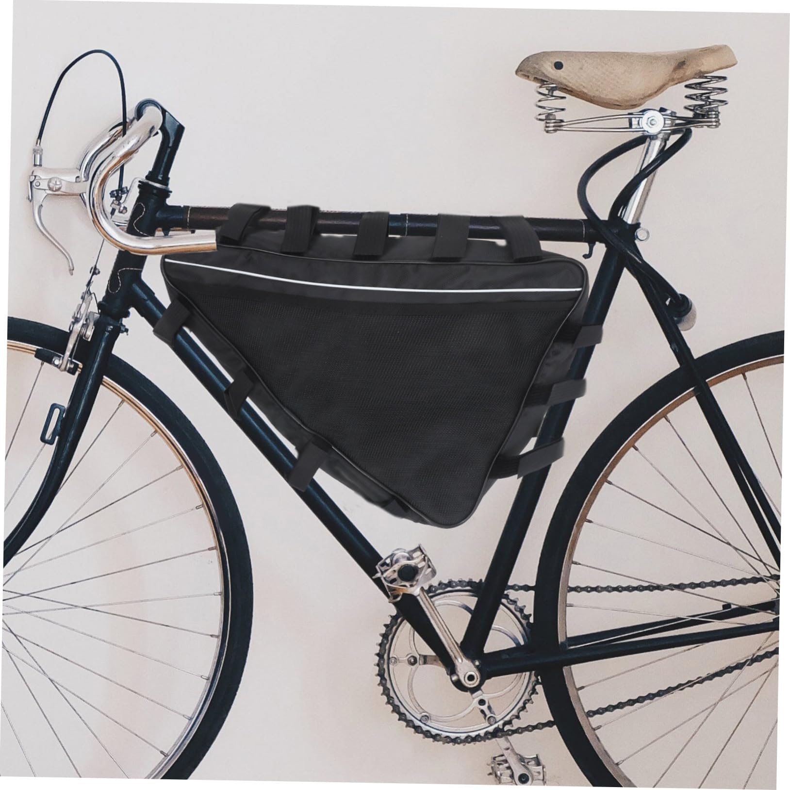 Borsa Triangolare da Bici per Telaio, Nera, Oxford | Grande Capacità, Resistentee Intemperie E’usura, Facile da Installare per Ciclismo e Trekking